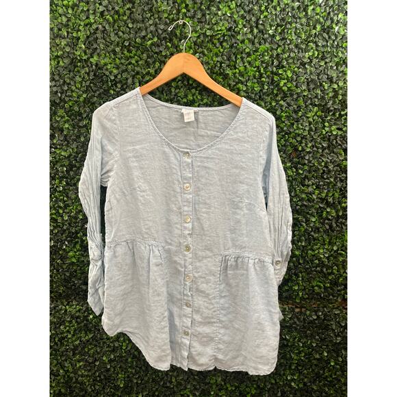 Sigrid Olsen, 100% Linen Blue Blouse, Women’s Size S - Picture 1 of 6